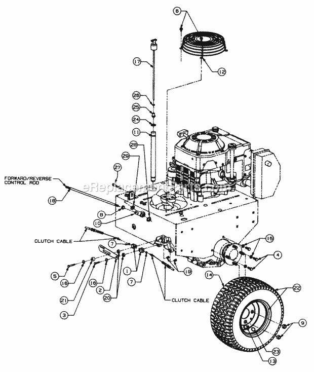Lower Controls Diagram and Parts List for 4815F 556C465M100 Cub Cadet Lawn Mower